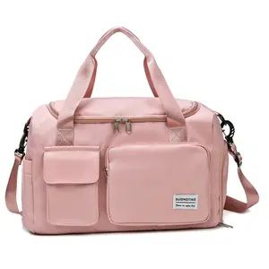 2024 Accessoires Outdoor-Reisetaschen Benutzer definiertes Logo Wasserdichte Sporttasche für Frauen Yoga Pink Duffel Sport Overnight Bag