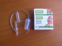 Aspirateur nasal pour bébé Benny, corps en PP, patchs en plastique et silicone, pour nouveau-nés 0+, aspiration buccale connectable à un aspirateur, certifié ISO/CE