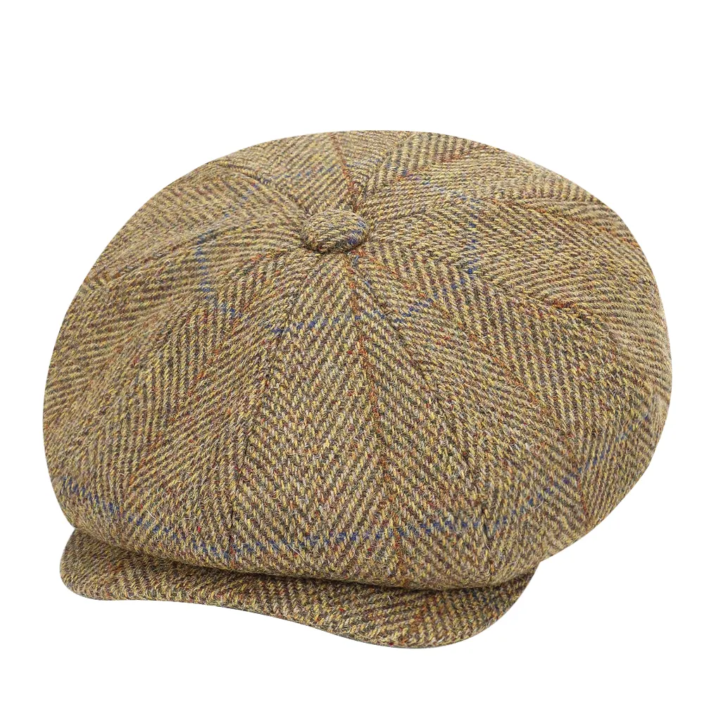 Haute qualité nouveauté Vintage gavroche casquette Plaid laine chapeau plat 8 panneau lierre chapeau casquettes