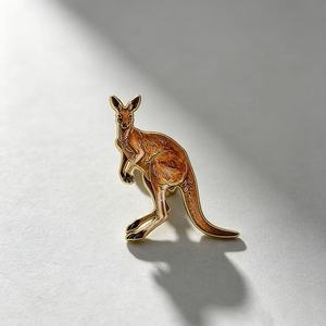 Broche unisexe tendance en alliage de zinc plaqué nickel noir, motif kangourou australien réaliste, pour veste et sac à main - Product Image 3