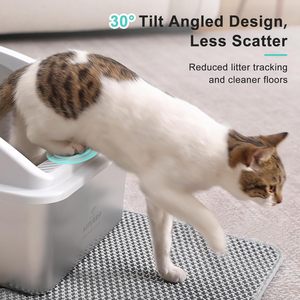 Bac à litière XXL en acier inoxydable, design profond <span class=keywords><strong>de</strong></span> 8 pouces, <span class=keywords><strong>toilette</strong></span> <span class=keywords><strong>pour</strong></span> <span class=keywords><strong>chat</strong></span> à bords hauts, anti-fuite d'urine, fond antiadhésif, tapis <span class=keywords><strong>de</strong></span> litière inclus - Product Image 4