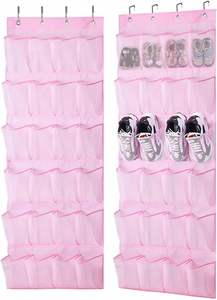 Organiseurs de chaussures à suspendre sur la porte, 24 poches en filet, support de rangement pour chaussures en grille - Product Image 3