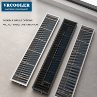 Radiateur de sol encastré à convection forcée pour chauffage et refroidissement hydronique, installation en tranche de sol