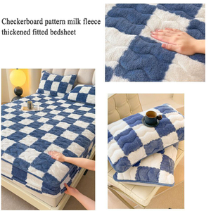 Motif damier d'hiver à haute élasticité 360 °   Draps-housses matelassés en polaire arctique à couverture intégrale - Product Image 6