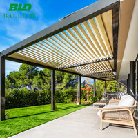 Pergola bioclimatique en aluminium robuste et écologique, poteaux de 120 mm, imperméable, à lames orientables électriques, gazebo de jardin de luxe