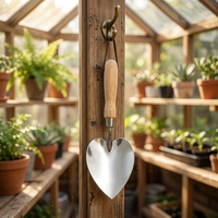 Truelle de jardin en acier inoxydable brillant avec manche en bois massif, pelle à main durable pour la culture des fleurs et des légumes