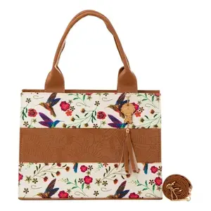 Bolso de mano de algodón para mujer Fana Danae, tamaño mediano, con estampado floral, para viajes de negocios - Product Image 3