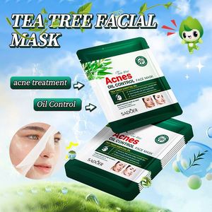 Masque anti-acné au thé vert SADOER, masque en feuille hydratant anti-acné pour les <span class=keywords><strong>étudiant</strong></span>s, produits de soin de la peau - Product Image 3