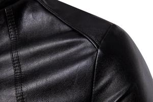 Offre Spéciale veste en cuir PU de haute qualité pour hommes, mode décontractée, pour motard, vestes PU slim personnalisées - Product Image 3