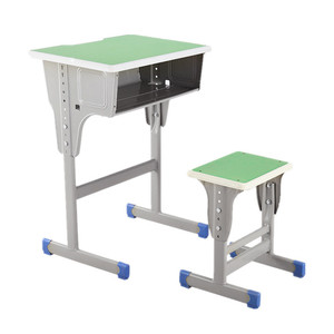 Itsuken Furniture Student <b>Desk</b> And Chair <b>Set</b> Metal Blue Edge Gray Top School <b>Desk</b> For Primary Secondary Students - Product Image 2