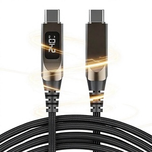 สายชาร์จเร็ว 240W พร้อมหน้าจอแสดงผลดิจิตอล สายถักไนลอน หัวโลหะผสมสังกะสี USB C to USB C สำหรับสมาร์ทโฟนและแล็ปท็อป - Product Image 1