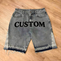 Shorts en jean délavé et vieilli pour homme, style streetwear décontracté d'été, avec appliques brodées et bords bruts