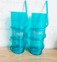 Série de gobelets de Noël uniques avec paille torsadée, personnalisables, écologiques, en plastique étanche réutilisable, avec paille intégrée
