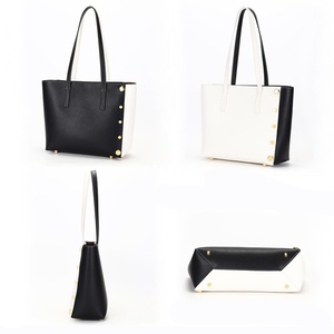 Sac à main de haute qualité 2026 Mode Cuir contrasté Rivet Designer Sac à bandoulière Grande capacité Sac fourre-tout en cuir véritable pour femmes - Product Image 3