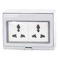 Prise murale étanche IP54 à 2 gangues pour usage extérieur, courant nominal 13A 250V, matériau ABS+PC, compatible SDK/NFC, garantie 3 ans