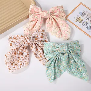 Nouvelle Barrette à <span class=keywords><strong>Cheveux</strong></span> en Tissu Mousseline Tendance, Nœud Floral Simple, Accessoire de Beauté en Tissu Doux pour Femmes et Filles - Product Image 3