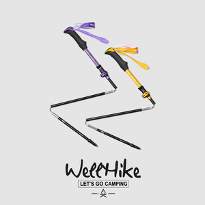 Bâtons de randonnée pliables WELLHIKE en alliage d'aluminium 7075, légers et haute résistance, pour la randonnée en plein air, verrouillage externe - Product Image 2