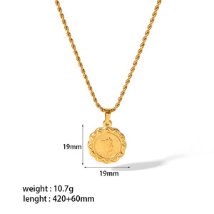 Collar con Colgante de Moneda en Relieve 3D con Retrato Retro Europeo Americano, de Acero Inoxidable con Oro de 18K, Colgantes Temáticos, Joyería de Regalo - Product Image 3