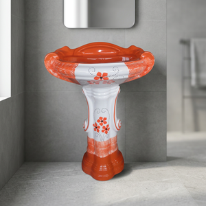 Ensemble de lavabo sur pied en céramique moderne de luxe, lavabo de salle de bain avec piétement complet, lavabo design, articles sanitaires - Product Image 6