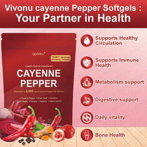 ओम/ओडम केयेन काली मिर्च निकालने के लिए हर्बल प्रतिरक्षा रक्त परिसंचरण बूस्टर एंटीऑक्सिडेंट ऊर्जा वयस्क पूरक - Product Image 4
