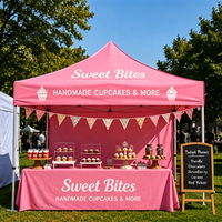 Tente personnalisée avec logo, couleurs vives et durables, robuste, 3x3m, pour salon professionnel, événement commercial extérieur, marque de tente pour événements.