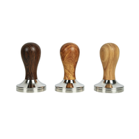 OEM 49mm/51mm/54mm/58mm Tasseur à café expresso en acier inoxydable à base plate avec poignée en bois