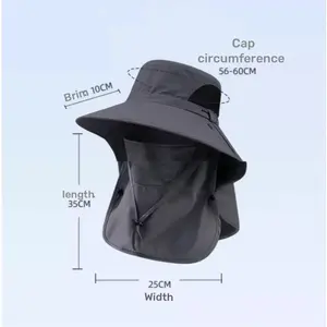 Wholesale Summer Hats UV Outdoor Hunting Fishing Cap for Men <b>Women</b> Hiking Camping <b>Visor</b> Bucket Hat Neck Flap Fisherman - Product Image 6