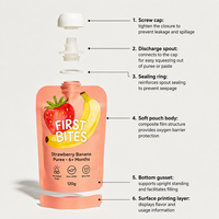 Pochette souple personnalisée à bec verseur avec bouchon à vis pour l'emballage de purée alimentaire, de fruits et de liquides