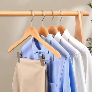 In legno massello appendiabiti a un livello in ferro ganci clip in tessuto per appendere pantaloni camera da letto soggiorno anche per la pulizia del bagno - Product Image 4