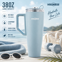 2 Tasses de voyage isothermes à double paroi en acier inoxydable de 40 oz avec poignée pour une isolation thermique de 6 à 12 heures, couleur personnalisable