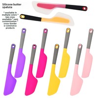 Spatule de cuisine intégrée en silicone coloré, grand format, durable, de qualité alimentaire, réutilisable, pour mélanger gâteaux, crèmes et confitures