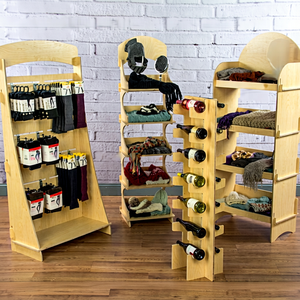 Vino Oak Double-Sided Heavy Duty Knock-down Customizable Storage <b>Racks</b> Shelving Units Paint Stain Receptive Wood Supermarket - Product Image 1