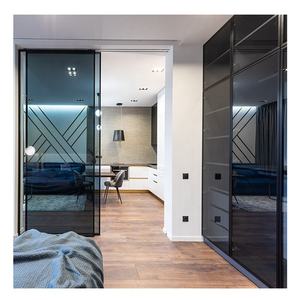 Herrajes para Puertas Corredizas de Vidrio para Ducha, Marco de Aluminio para <span class=keywords><strong>Terraza</strong></span> sin Rieles, Puerta Corrediza para <span class=keywords><strong>Armario</strong></span>, Puertas Corredizas con Espejo, Puertas Traseras Corredizas Automáticas - Product Image 1