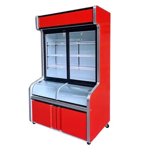 Geladeira comercial do superfício congelador porta de vidro dobro temperatura mantem fresco frutas refrigerador