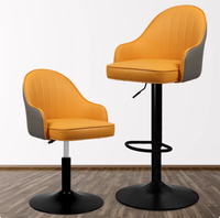 Tabourets de bar modernes et minimalistes en fer, base en acier inoxydable, design durable - Luxe léger, dossier haut, hauteur réglable pour usage domestique