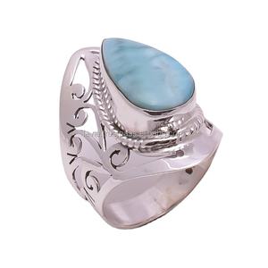 Larimar naturel en gros bagues en argent sterling 925 faites à la main bijoux fins indiens pour les mariages Options en vrac disponibles - Product Image 1