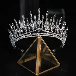 Corona de aleación para el pelo para novia, accesorios de boda, tocado de cristal, diadema para novia