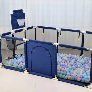 Parc de jeux pour enfants d'intérieur, petit terrain de basket-ball et de football avec barrière de protection, clôture renforcée pour bébé, aire de jeux pliable - Product Image 2