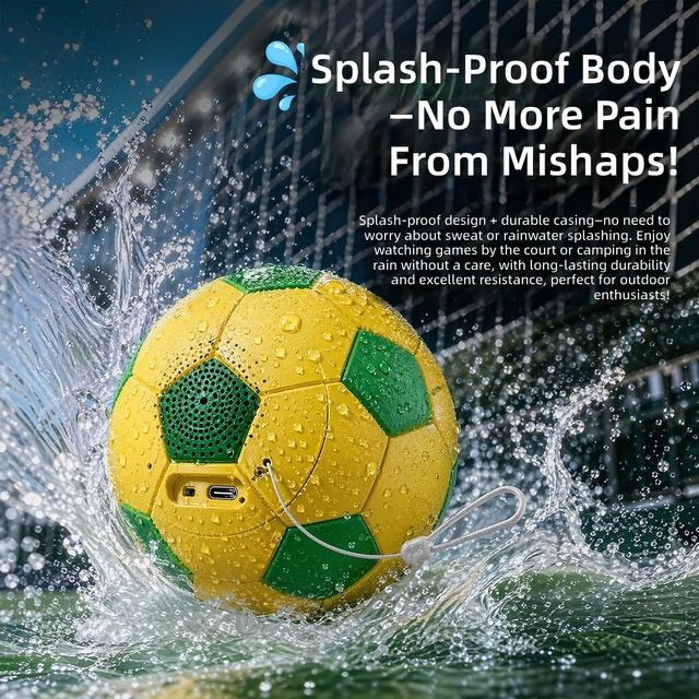 2026 New Best Seller Football Shape BT5.3 Portable Speaker with Heavy Bass and RGB Light for Outdoor Party and Desktop Use