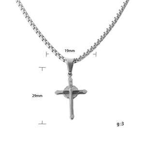 Stainless Steel <b>Cross</b> Pendant For Men Geometric Design Trendy Necklace 120207 - Product Image 5