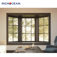 Richocean, ventana francesa de doble hoja, rejilla de aluminio, lateral de triple acristalamiento, ventanas verticales corredizas fijas