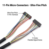 Câble de signal pour casque de type piercing personnalisé, assemblage de câble 11 conducteurs avec gaine TPE 2,25 mm et faisceau de câbles micro-connecteur 11 broches