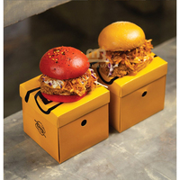Caja de hamburguesa plegable para comida, caja de embalaje de comida rápida portátil personalizada, caja de hamburguesa de pollo frito para llevar en restaurante
