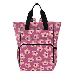 Bolsa de Pañales de Gran Capacidad con Estampado de Flores de Hau Rosa Hawaiano, Bolsa de Viaje para Bebé Personalizada de Nailon Resistente con Estampado Completo para Mamá - Product Image 1