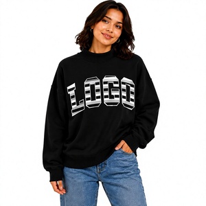 Sweat-shirts à col montant pour femmes avec broderie de logo personnalisée, doux, écologiques, anti-boulochage, nouvelle mode, pull-over - Product Image 1