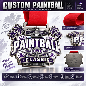 Médailles de sport et de compétition personnalisées pour l'événement de paintball classique de la côte ouest, médaille de finisseur, récompense souvenir, fabricant de médailles OEM ODM - Product Image 3