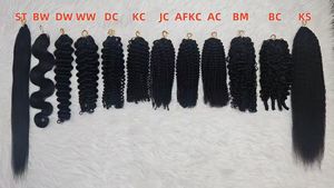 Extensiones de Cabello Remy Reutilizables de Ganchillo con Pluma, Estilo Kinky Liso, Puntas Súper Dobles, Estilos de Trenzado Bohemio ST - Product Image 3