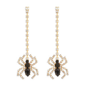 E12205 European American Halloween Party Spider Pendant Earrings Alloy Electroplated Natural Stone Unique Fun Design <strong>Quirky</strong> - Product Image 5