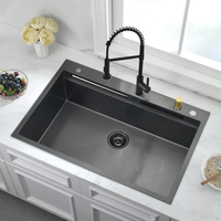 Technologie de brevet Nano Whale évier multifonctionnel cuisine vaisselle cascade 304 évier avec robinet indépendant