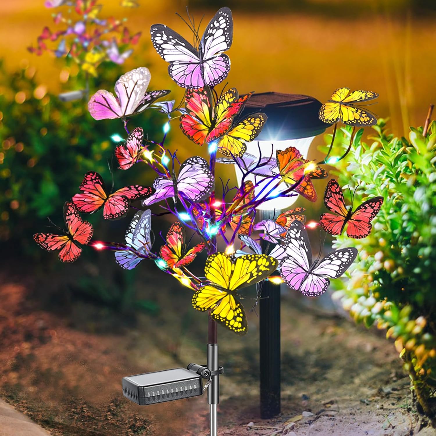 Luces Jardín Cambio Color 3 Luces Solares Mariposa Exterior